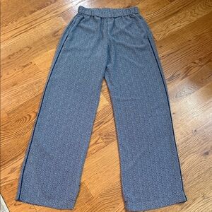 Michael Kors Wide Leg Pull On Pants Navy Print Elastic Waist Travel Work Pant XS
